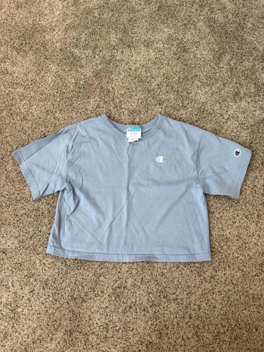 Light Blue Cropped Champion T-Shirt